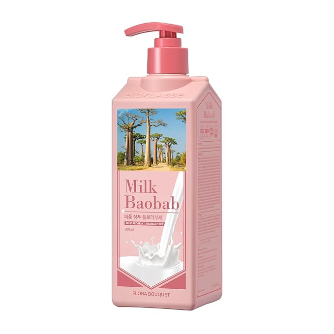 Milk Baobab Hydrating Shampoo, Nourishing Korean Hair Care, Long-Lasting Flora Bouquet Fragrance, Hydrolyzed Keratin, Paraben-Free, 16.9 fl oz