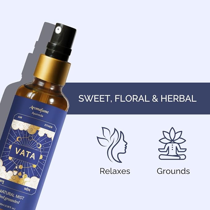 Orange & Vanilla Ayurveda Mist | Vata Balancing Room Spray | Air Freshener | Home Fragrance | Use for Aromatherapy, Relaxation, Sleep, Stress Relief | Reiki, Yoga, Meditation Mist |100ml | Aromafume