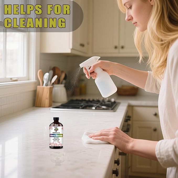 Cherry Blossom Essential Oil - GV77ZF Cherry Blossom Oils for Diffusers, Humidifiers, DIY Candles, Soap, Cleaning, Home, Office, Yoga, Massage, Gifts - 4 fl oz (120 ml)