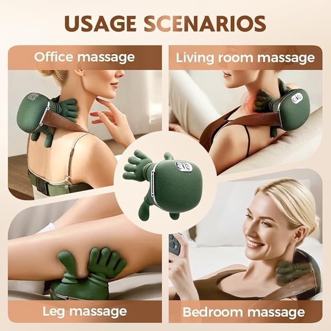 Shoulder and Neck Massager, Bionic Heated Massager, Neck Massager with Fingers, 4D Kneading Massage for Home and Travel