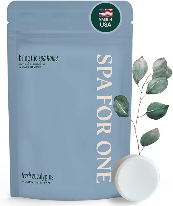 Shower Steamers Aromatherapy 10 Pack - Made in USA with Natural Essential Oils – Mother’s Day Gifts, Birthday Gifts for Women and Men, Stress Relief & Relaxation Self Care – Eucalyptus