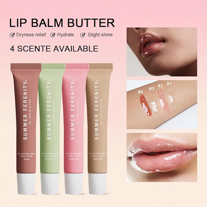 Summer Tinted Lip Butter Balm - Conditioning Lip Mask,Ultra-Hydrating,Instant Moisture, Shine,Hydration - Sheer-Tinted,Soothing Lip Care - Vanilla Beige (0.5 Oz)