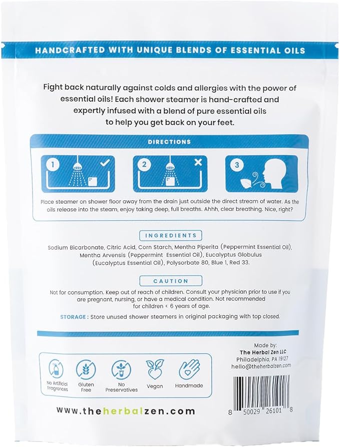 Cold Kicker Shower Steamers Aromatherapy for Relief - USA Made - Peppermint & Eucalyptus Shower Bomb Tablets - Mothers Day Gift for Mom - Soothing Natural Essential Oils (20 Pack)