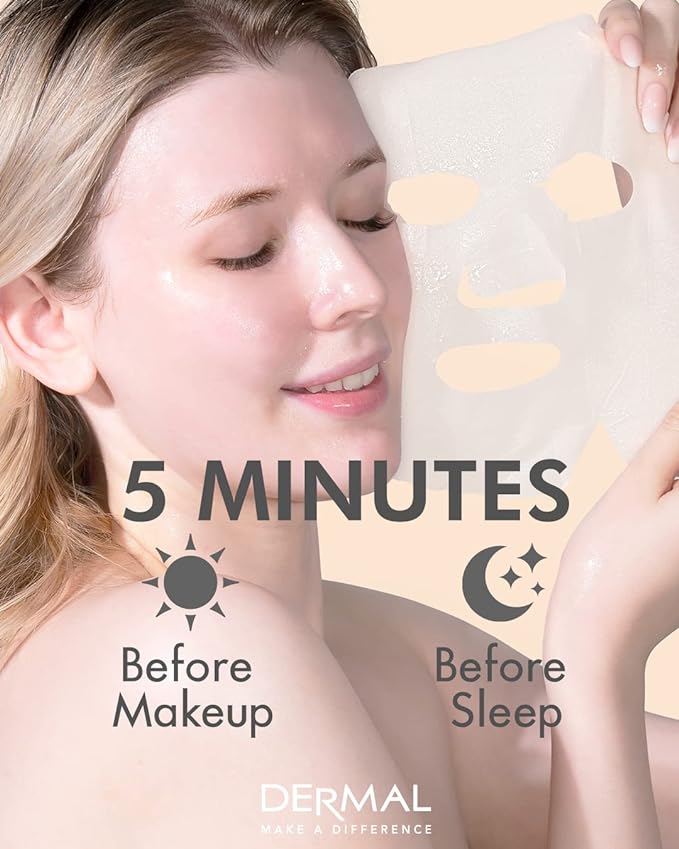 DERMAL A+B Korea Collagen Essence Full Face Facial Mask Sheet 32 Full Color SET