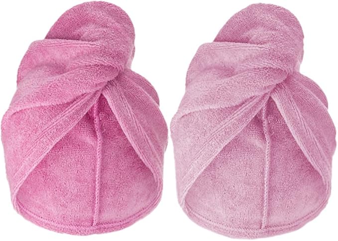 Turbie Twist 2-Pack Microfiber Hair Towel for Beauty, Travel, Gifting - Hair Wrap Turban for Straight, Wavy & Curly Hair - Premium Personal Care - Dark Pink & Light Pink