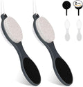 Foot File Callus Remover-2 Pcs 4 in 1 Foot Scrubber Dead Skin Remover for Feet,Pumice Stone, Foot Rasp and Sand Paper for Home Foot Care,Foot Brush for Shower (Grey Pedicure Foot File)