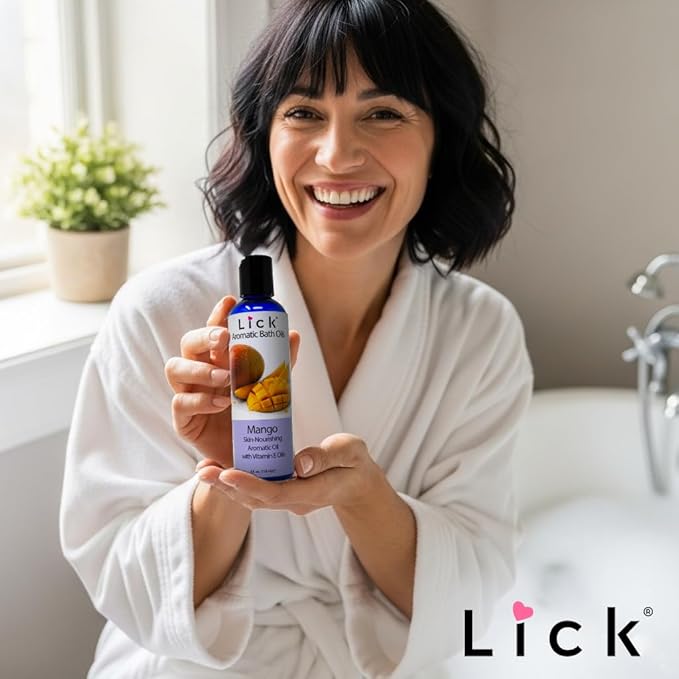 Lick Mango Scented Aromatic Bath Oil - Tropical Aromas Set - Soothing Bath Soak Oils, 4 oz