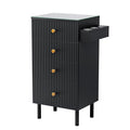 OmySalon Salon Station, Barber Station for Stylist, Hair Storage Cabinet with Glass Top & 4 Drawers & 3 Heat Resistant Tool Holders, For Beauty Spa, Salon, Black
