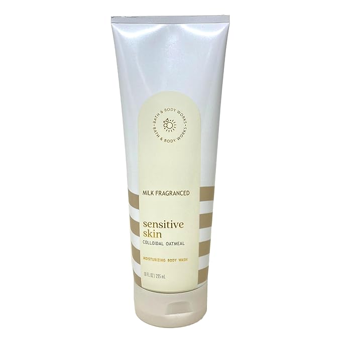 Bath & Body Works Sensitive Skin Milk Fragranced 3 Piece Set - Moisturizing Body Wash, Perfume Mist and Body Lotion - with a Natural Oats Sample Soap