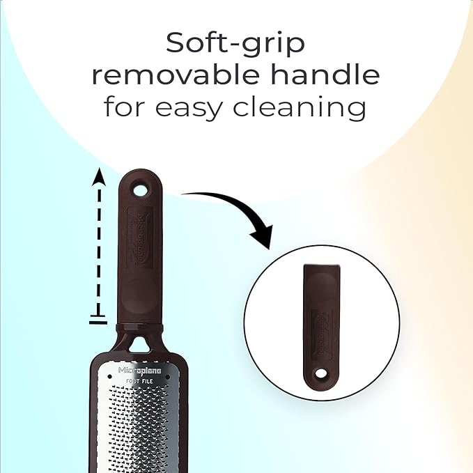 Microplane Colossal Foot File Scraper - The Original Stainless Steel Foot Rasp, Dead Skin/Callus Remover for Feet, Gentle Foot Scrubber, Pedicure Tools for Salon-Quality Foot Care, Brown