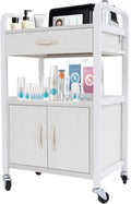 Salon Cart,Salon Storage Cart with Drawers, 4 Wheels and Handles, Movable Beauty Organizer, Salon Trolley for Beauty Salons, Barber Shops, Nail Salons, Spas (White)
