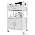 Salon Trolley Cart with Wheels, Mobile Utility Storage Cabinet with 1 Drawer & Shelves, 165lbs Load Capacity Rolling Cart for Beauty SPA Nail Salon, White
