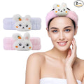Spa Headband for Washing Face, 2 Pack Cute Hair Band for Shower Yoga Beauty, Fluffy Makeup Headband, Kawaii Facial Headbands for Woman Girls, Blue+Pink Rabbit