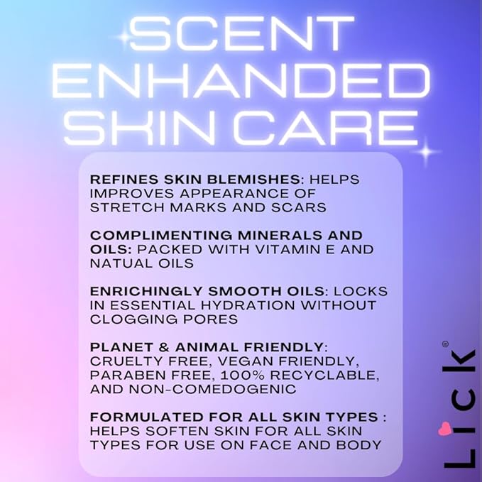 LICK Lavender Floral Scented Body Oil – Lightweight Daily Hydration with Almond Oil & Vitamin E – 4 oz