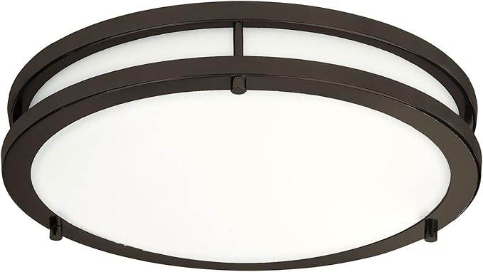 LB72121 LED Flush Mount Ceiling Light, 12 inch, 15W (150W Equivalent) Dimmable 1200lm, 4000K Cool White, Oil Rubbed Bronze Round Lighting Fixture for Kitchen, Hallway, Bathroom, Stairwell