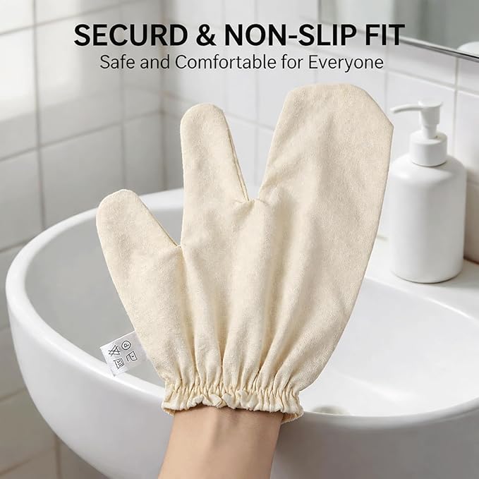 Garshana Gloves Raw Silk Gloves for Dry Brushing, Raw Silk Massage Gloves Exfoliating Body Scrub Mitt for Pre Shower Spa Massage, Ayurvedic Inspired Skin Brushing Massage,2PCS