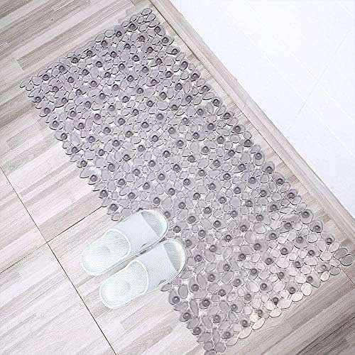 SONGZIMING Bathtub Mat Non Slip Pebble Bath Shower Mat 35"X16", Clear Grey - Image 6