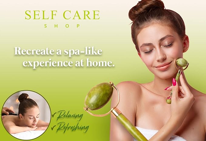 Jade Roller for Face - Real Jade Stone Massager Tool for Lymphatic Drainage - Facial Massage Tool for Skin Beauty