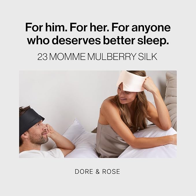 Dore & Rose Deep Sleep Mask for Women and Men - 23 Momme Mulberry Silk Eye Mask for Sleeping and Travel, 100% Blackout, Adjustable Strap, Cooling Soft Black Silk Eyemask Award-Winning Luxury