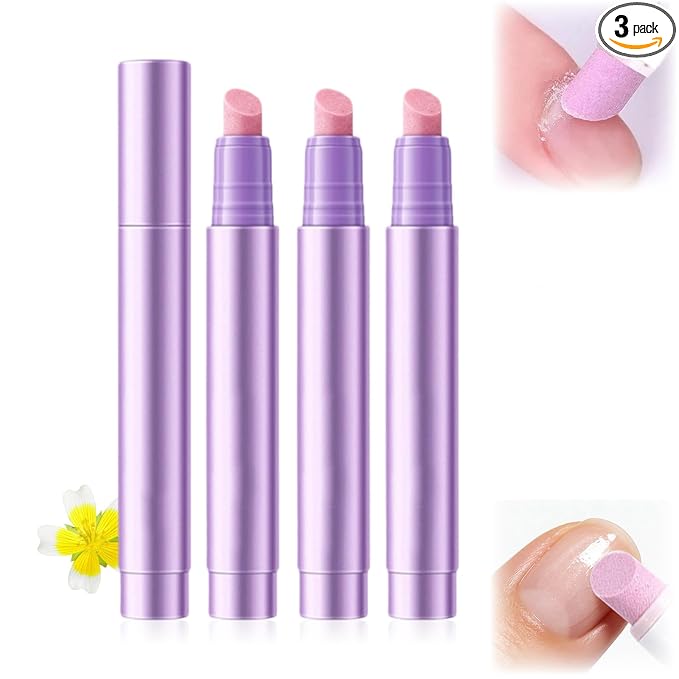 3Pcs Cuticle Oil Pusher Pen Set, 2-in-1 Ceramic Cuticle Pushers Pusher & Oil Pen, Nail Care Pens for Manicure & Pedicure, Hangnails, Dry & Damaged Nails