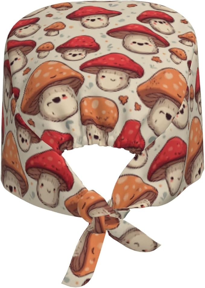 Alligator Ice Cream Working Cap, Scrub Cap with Sweatband, Adjustable Tie Back Hat Breathable Headgear for Women/Men