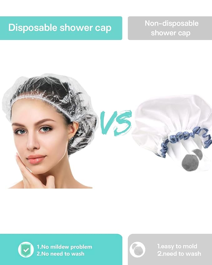 Auban 30PCS Disposable Shower Caps, Individually Wrapped Larger & Thicker Waterproof Shower Caps, Plastic Hair Caps for Women, Spa, Home Use, Hotel and Hair Salon, Portable Travel