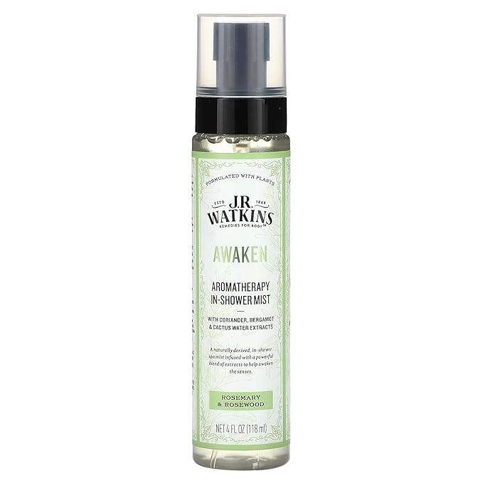 J.R. Watkins Awaken Aromatherapy in-Shower Mist, Natural Rosemary & Rosewood, 4 oz