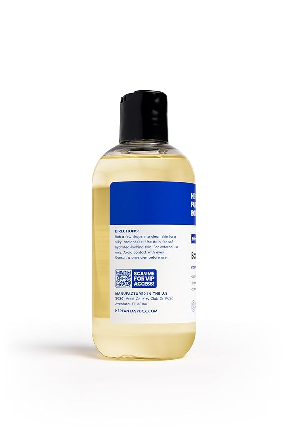Her Fantasy Box | Body Splash Blueberry Crème Fragrance Oil – Fruity Creamy Berry Scent with Vanilla Sugar & Citrus Notes, Lightweight Hydrating Body Oil, Vegan & Cruelty Free