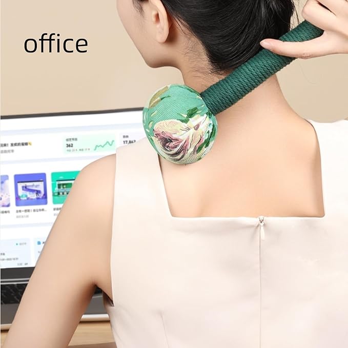 Mugwort Massage Hammer, Handheld Percussion Massage Tool for Back, Shoulder & Body - Manual Therapy Tool with US Design Patent (Emerald Green/Silver Silk Blue)
