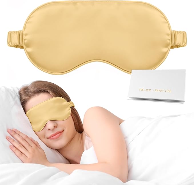 Silk Sleep Mask,Eye Mask for Sleep Women Men,Mulberry Sleeping Mask with Adjustable Strap,Blindfold Blackout Eye Mask for Travel and Full Night's Sleep,Nap