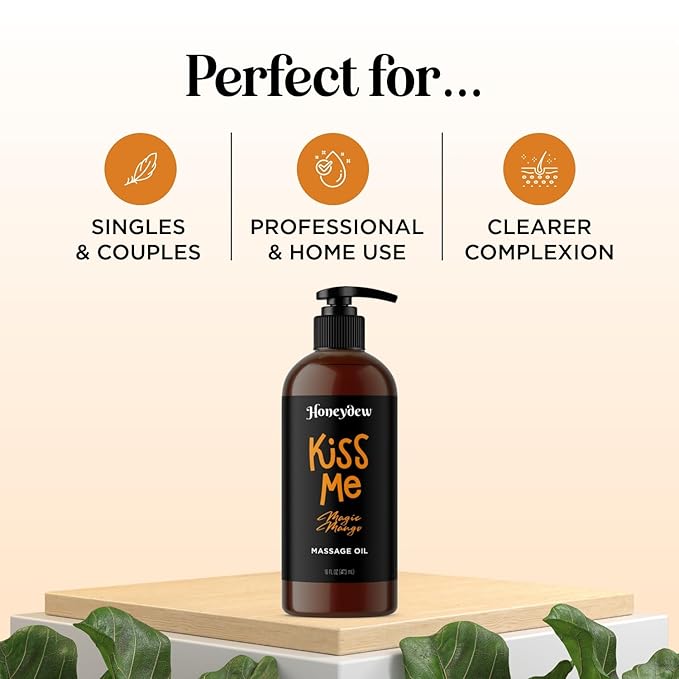 Mango Sensual Massage Oil for Couples - Alluring Tropical Full Body Massage Oil for Date Night and Nourishing Body Moisturizer with Sweet Almond - Vegan Non Greasy & Smooth Gliding Formula (16 Fl Oz)