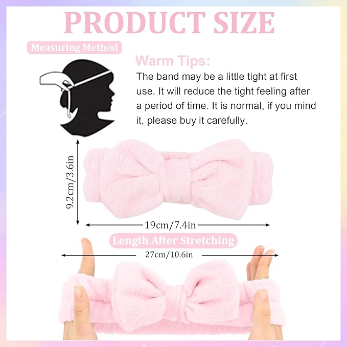 WHAVEL 6PCS Spa Headband and Wristbands Set, Face Wash Headband Wrist Bands for Washing Face Skincare Makeup Hair Band Skin Care Accessories Tools，Blue&Pink