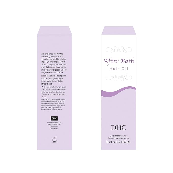 DHC After Bath Hair Oil, Shine-Enhancing Hair Oil, Lightweight, Leave-In Oil, Smoothing, Frizz-free, Ideal for All Hair Types, 3.3 fl. oz.