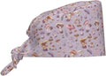 Scrub Cap for Women and Men Boho Black Leaf Pattern Adjustable Breathable Sweatband Hat for Work Kitchen Spa Shower Daily Use