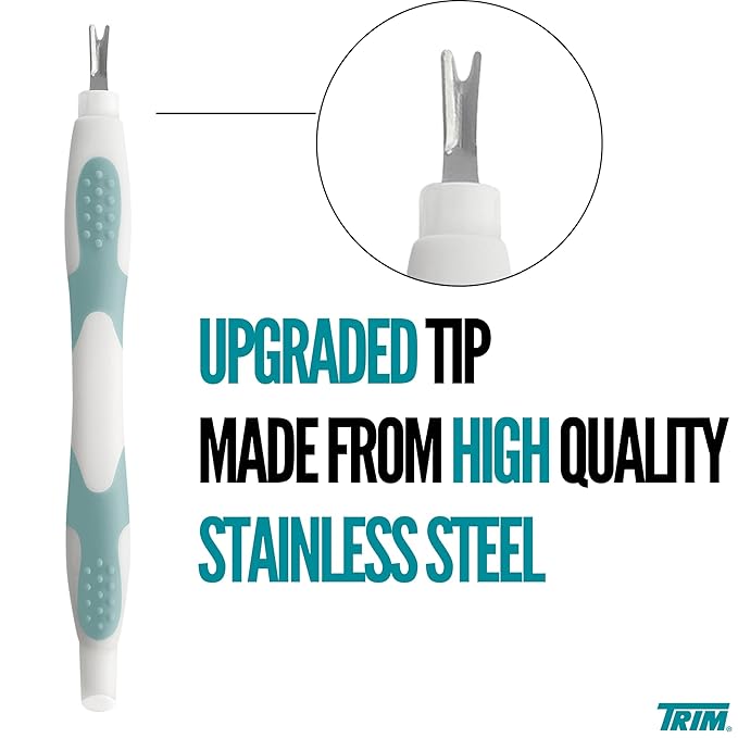 Trim Easy Hold Sure Grip Implements Cuticle Remover/Pusher, Dual Ended, Non Slip, Maximum Grip, V Tip, Cuticle Trimmer, Tool For Manicure & Pedicures, Ergonomic Design, Nail Care Essential, 1 Count
