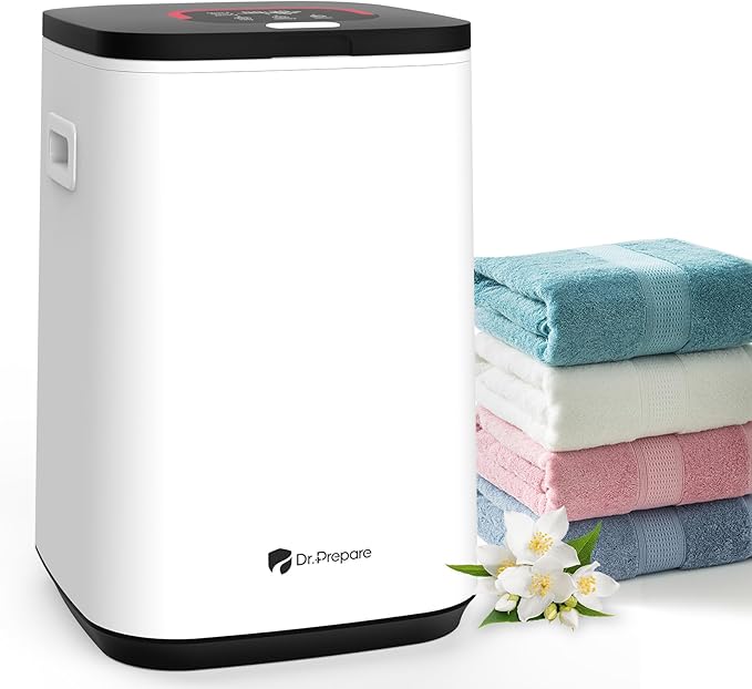 DR.PREPARE Towel Warmer for Bathroom, Luxury Towel Warmer Bucket with LED Display, 3 Timer Settings, Auto Shut Off, Child Safety Lock, 4 Hooks, Large Warmer for 2 Towels, Bathrobes, Blankets, PJ's