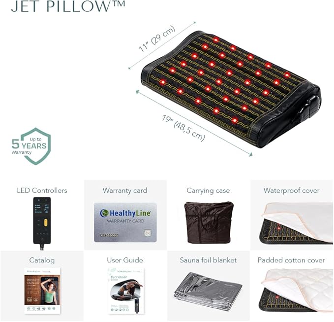 HealthyLine Jet Mat Pillow – Far Infrared Gemstone Heating Pad - Cutting-Edge Wellness Device – Negative Ions, Photon Lights