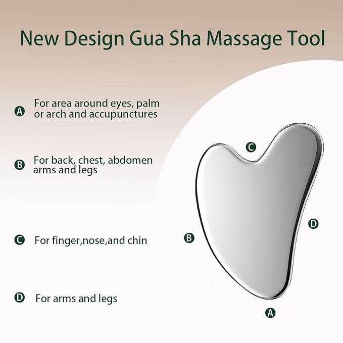 Stainless Steel Gua Sha Tool & Lymphatic Drainage Face Brush Set, Facial Massage Kit for Jawline Sculpting Puffiness Lifting Relaxation, Contour Face Brush with Storage Case for Women EDCBMB