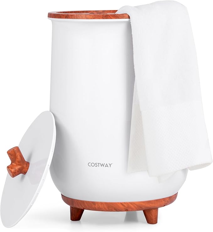COSTWAY Bucket Style Towel Warmer, 23L Towel Warmer with 4 Heating Time & 3 Heating Temperature, Overheat Protection System, Fragrant Disc Holder, Towel Warmer for Bathroom, Hot Tub, Spa (Coffee)
