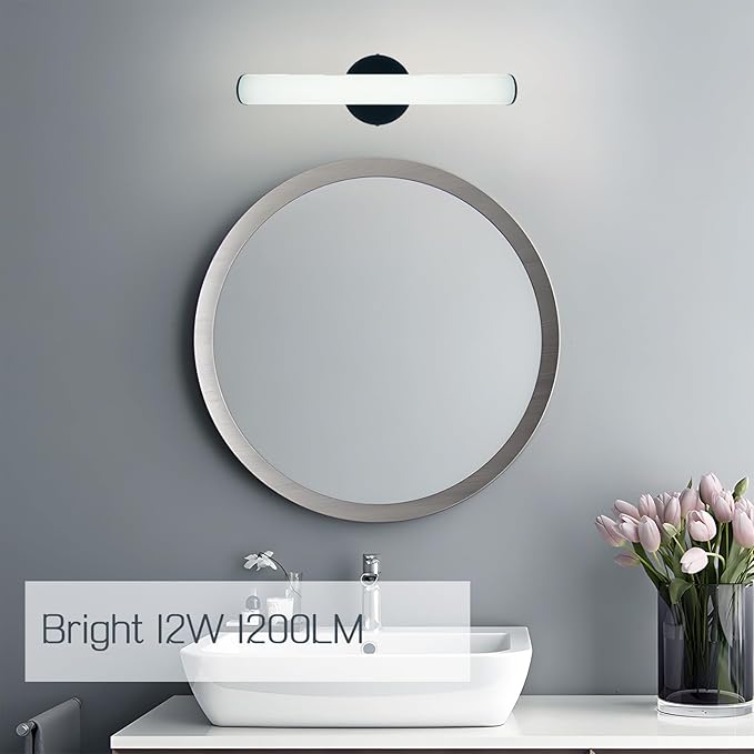OOWOLF 2 Pack Bathroom Vanity Light, Adjustable Brightness 12W 17.3inch Bathroom Light Fixtures,1200LM Led Vanity Bar, 5000K Natural White, Wall Lamp for Mirror Living Room, Hallway, Cabinet Porch
