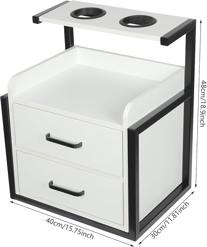 Suspended Salon Wall Cabinet with 2 Drawers & Hair Dryer Holder, Storage Cabinet for Hair Salon, Wall Mounted Styling Station, 15.75'' Wide Storage for Hair Salons, Spas, Home Use (White)