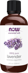 NOW Essential Oils, Lavender Oil, Soothing Aromatherapy Scent, Steam Distilled, 100% Pure, Vegan, Child Resistant Cap, 4-Ounce