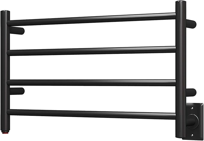 HEATGENE Towel Warmer 4 Bar Towel Dryer Wall-Mounted Plug-in Bath Towel Heater - Matte Black