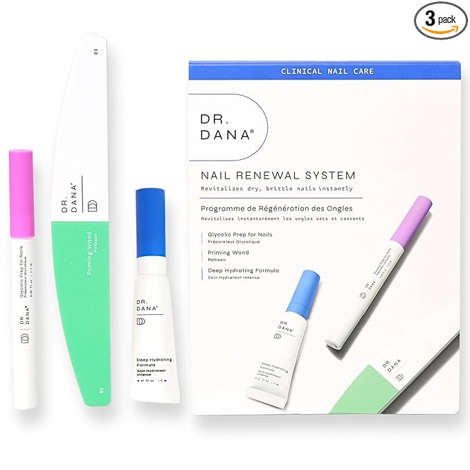 Dr. Dana Nail Repair Kit for Damaged Nails – Strengthening & Exfoliating Treatment with Glycolic Acid, Nail Primer, Hydrator & Priming Wand for Shiny, Healthy Nails, Nail Care Kit
