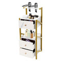 Beauty Salon Station Cabinet, Barber Station with 3 Drawer, Salon Organizer Storage Cabinet for Spa, Barber Store, Salon, Locker Room, Bathroom (Marble Color, Golden)