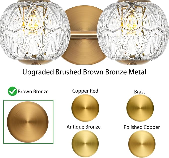 Brushed Gold Bathroom Vanity Light Fixture Vintage Style - 4 Light G9 Bulb Compatible, 30" Wide Bathroom Lighting Over Mirror with Hand-Etched Glass Shades, Easy Mount for Makeup Area