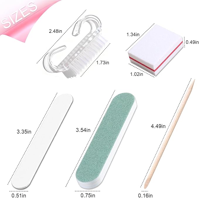 5-Piece Disposable Manicure Kit, Bulk Mini Nail Care Set with Nail Files, Buffer, Cuticle Pusher & Cleaning Brush, Pedicure Salon Supplies, Party Favors, Limas Desechables para Uñas