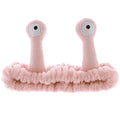 WLLHYF Spa Headband Facial Makeup Head Band Microfiber Soft Coral Fleece Head Wraps Snail Cartoon Cute Hair Accessories Elastic Skincare Hair Band for Women Girls Washing Face Beauty (Pink)