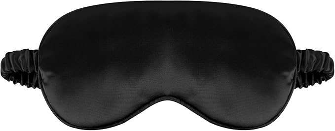 1 Pack Sleep Mask, Silk Eye Mask with Elastic Strap, Breathable Eye Mask for Sleeping,Travel, Girls, Women, Men (Black)