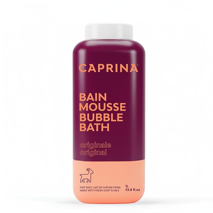 Caprina Fresh Goat’s Milk Bubble Bath, 1L, Hydrating Relaxing Foam Bath, Moisturizing and Gentle on Skin, Made in Canada (Original)